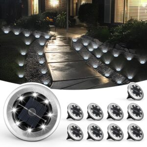 SOLPEX 10 Pack Small Solar Ground Lights, Pathway Lights Cool White