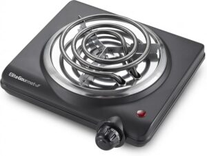 Elite Gourmet ESB100B Single Coiled Burner Hot Plate, Countertop, Black