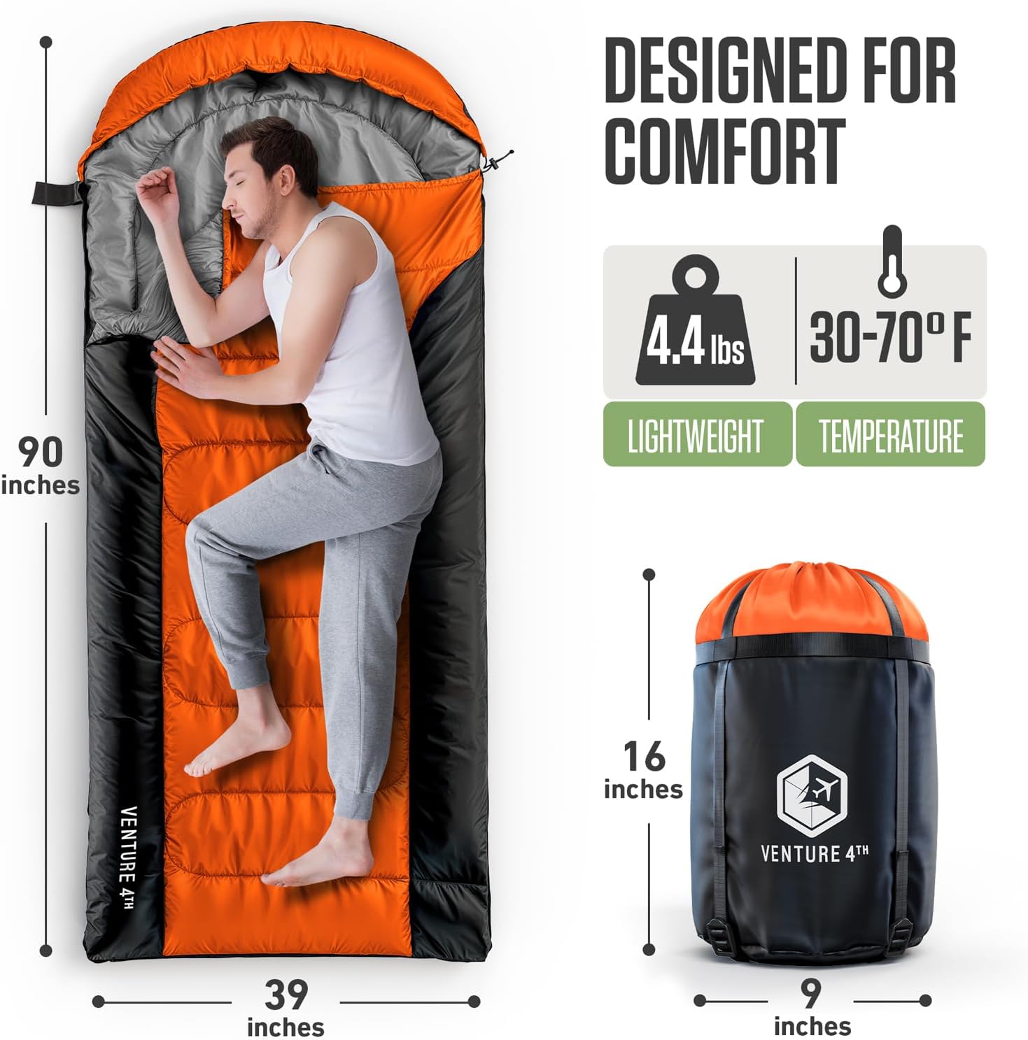 VENTURE 4TH Backpacking Sleeping Bag for Camping - Single, XXL & Double - Image 2