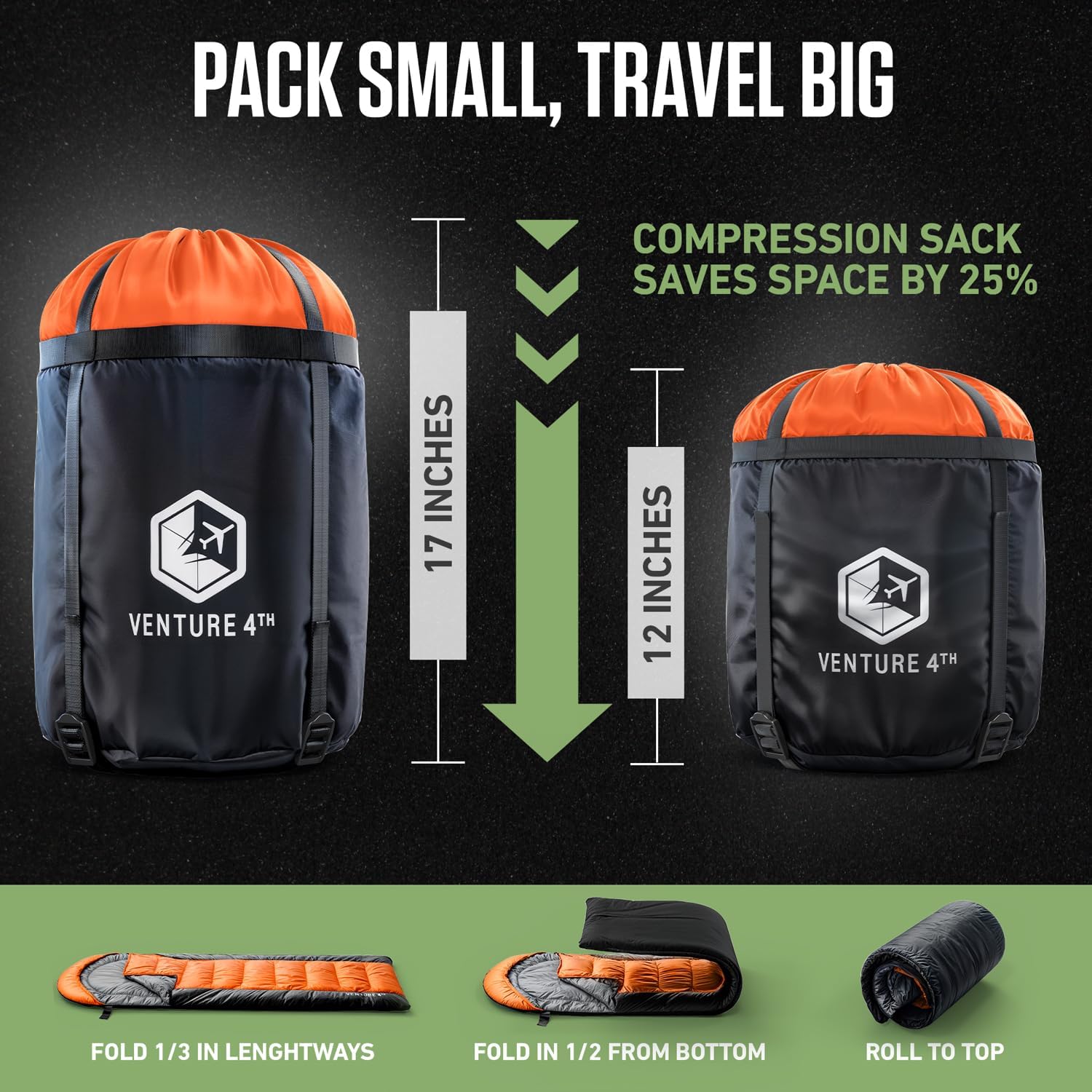VENTURE 4TH Backpacking Sleeping Bag for Camping - Single, XXL & Double - Image 6
