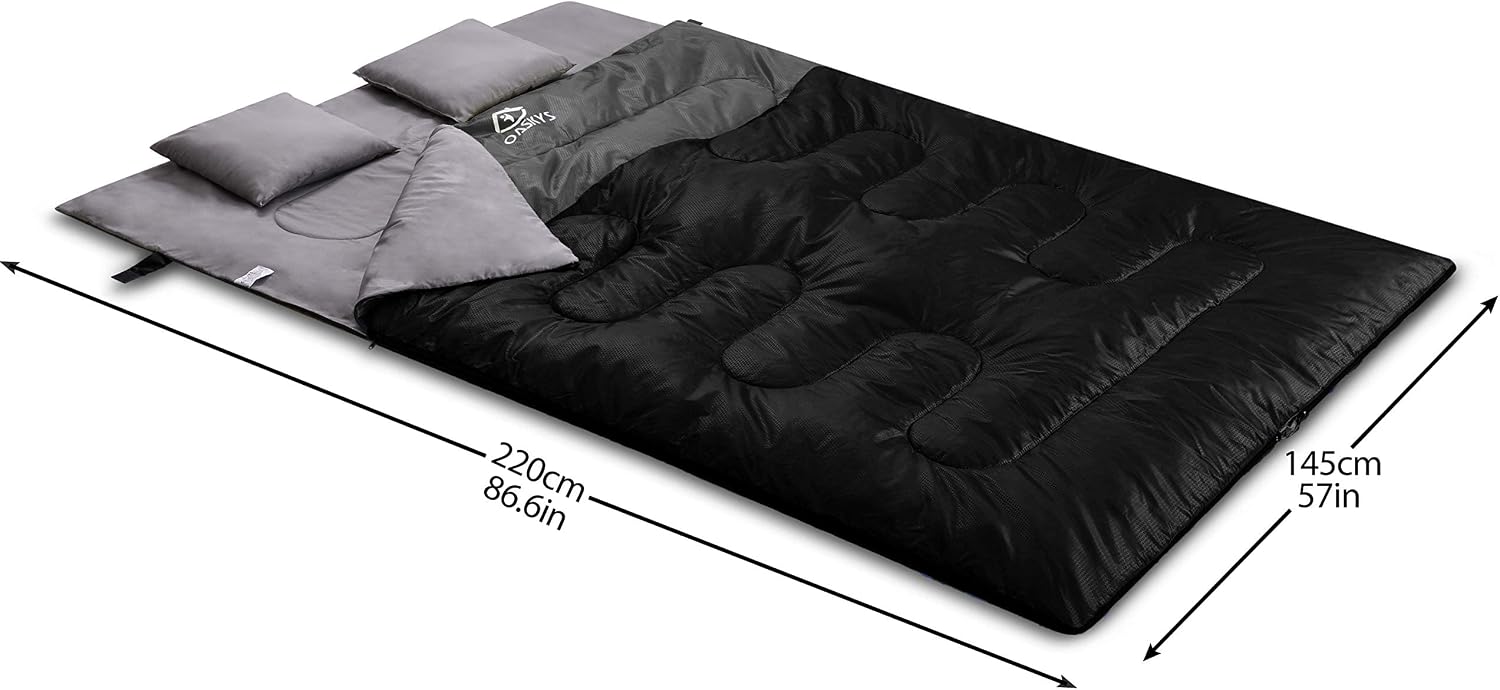 oaskys Double Sleeping Bag for Adults with 2 Pillows - Queen Size XL Waterproof Sleeping Bag for All Season Camping Hiking Backpacking 2 Person Sleeping Bags for Cold Weather & Warm - Image 4